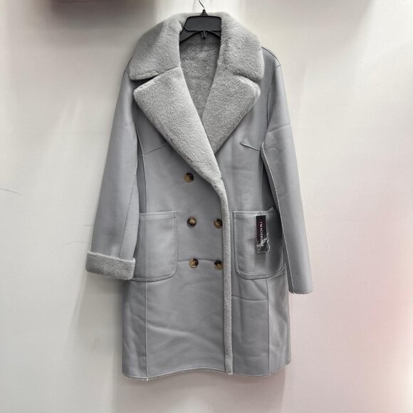 NWT - LOVE TOKEN SILVER GREY REVERSIBLE FAUX FUR COAT Lt96135 - Picture 1 of 1